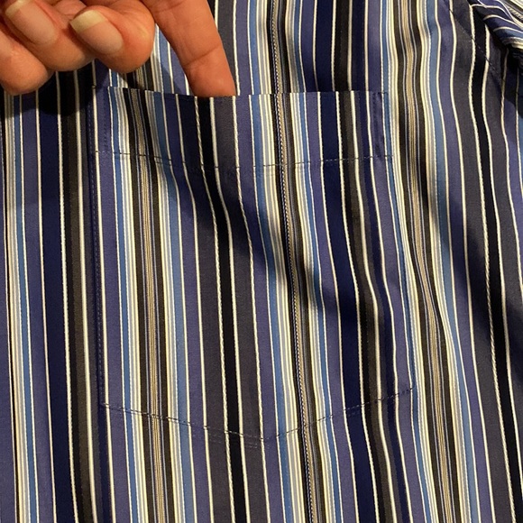 Bugatchi UOMO Blue Pinstriped Long Sleeve Button Down Mens Dress Shirt-Size M - Picture 5 of 10